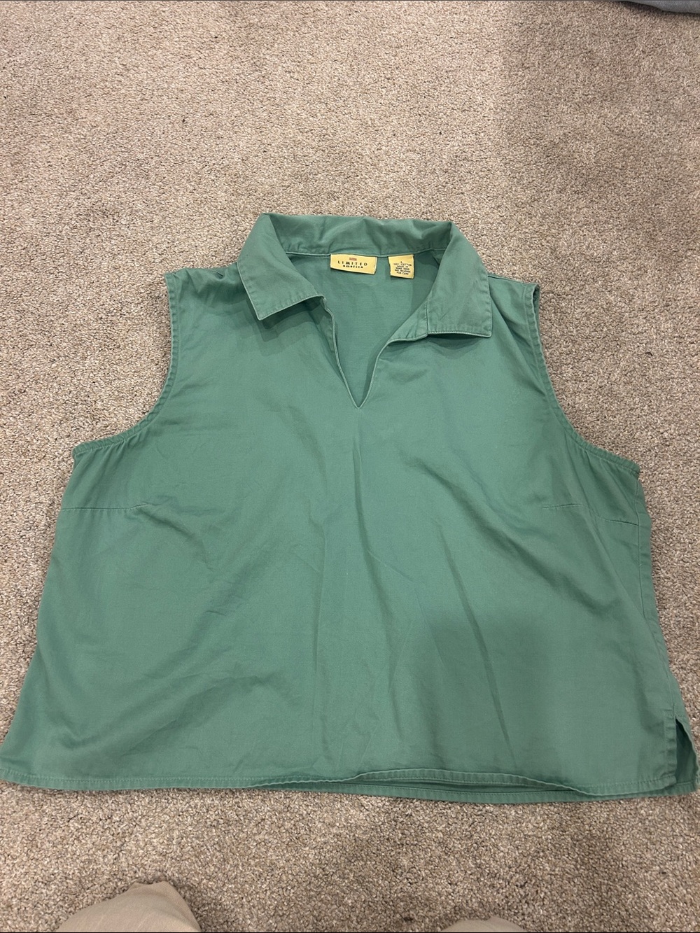 Casual Collared Sleeveless Top - Green